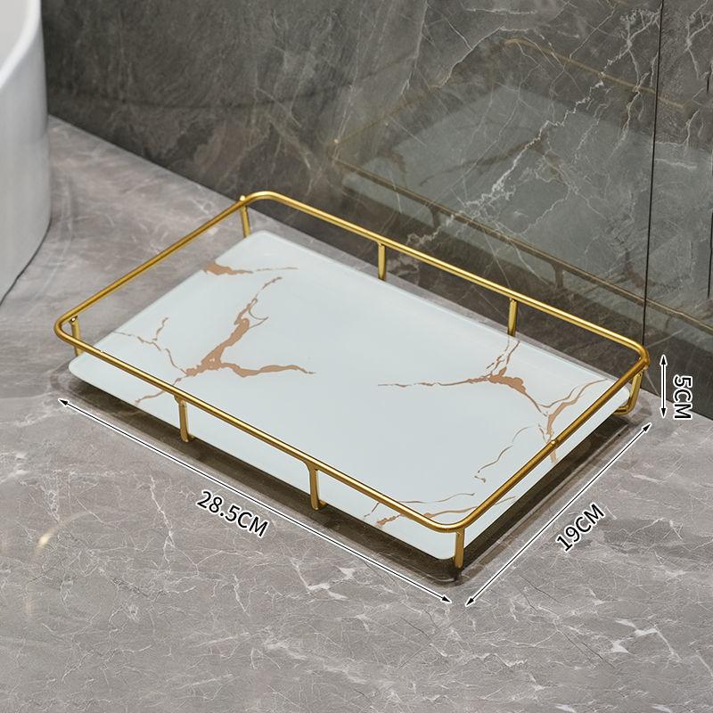 Stainless Steel Frame Acrylic Marble Storage Tray Home Room jewelry Makeup Perfume Tea Cup Storage Aromatherap Plate Tray Rack