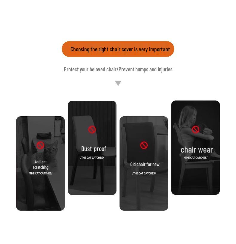 Chenille Luxury Arc Dining Chair Cover - Anti-Scratch and Universal Fit