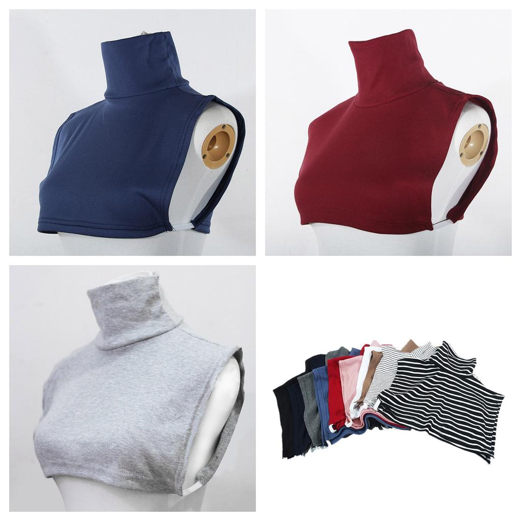 Faux Turtleneck Detachable Collar Solid Color Striped Half Top Mock Blouse Collar for Women and Men Stylish Layering