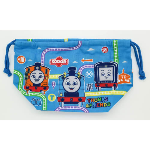 OSK Thomas the Tank Engine Drawstring Lunch Bag, Made in Japan, Stylish, Cute, Simple, Easy to Use, Easy to Access, Unisex, for Kids and Elementary Sc