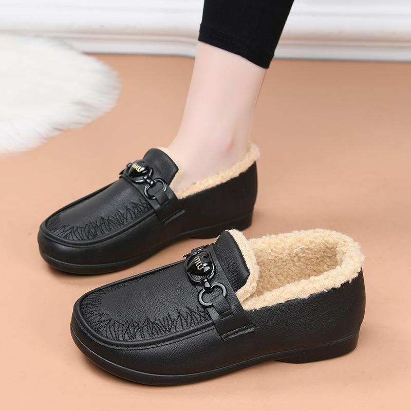 

Кожа Плюс Бархат Зимние Водонепроницаемые Хлопковые Ботинки Женские Мягкая Подошва Удобные Педали Плюс Бархат Теплые Хлопковые Ботинки EU35/CN36 чёрный