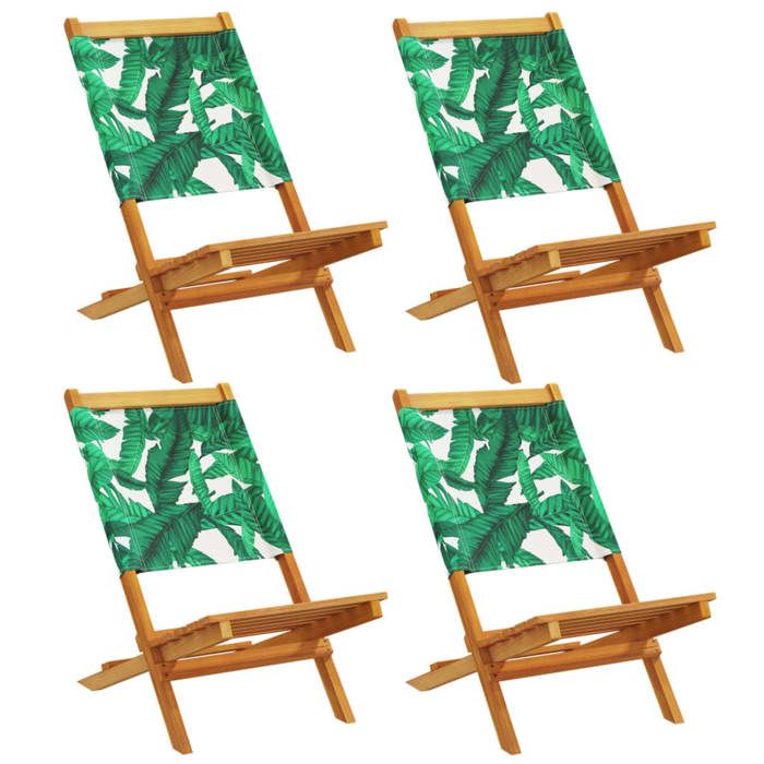 VidaXL Folding Garden Chairs Set of 4 Green Fabric and Solid Wood, Garden Seat, Patio Chair, Dining Chair of 3214649