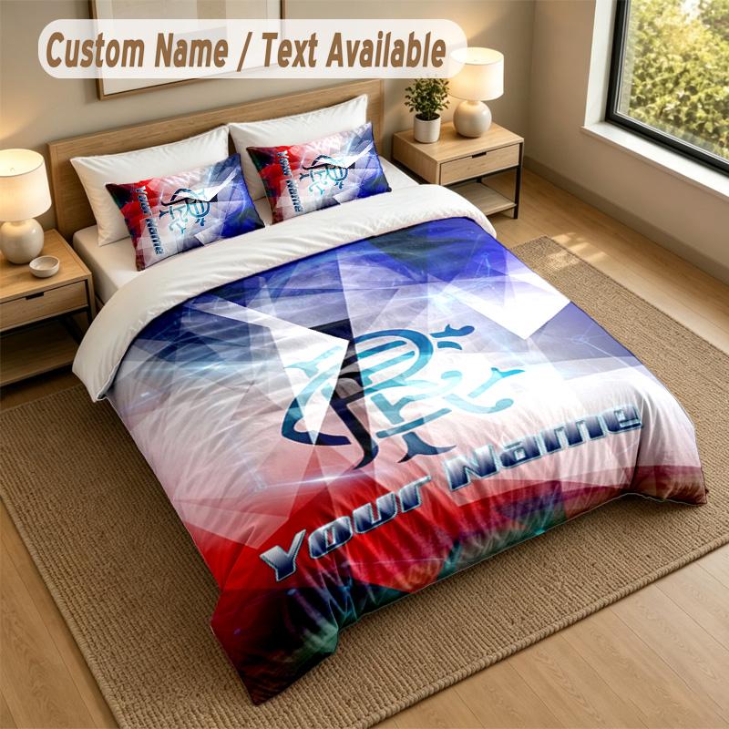 3Pcs Bedding Set Custom Name Text, 1 Sheet 2 Pillowcases Home Bed DecorRangers FC