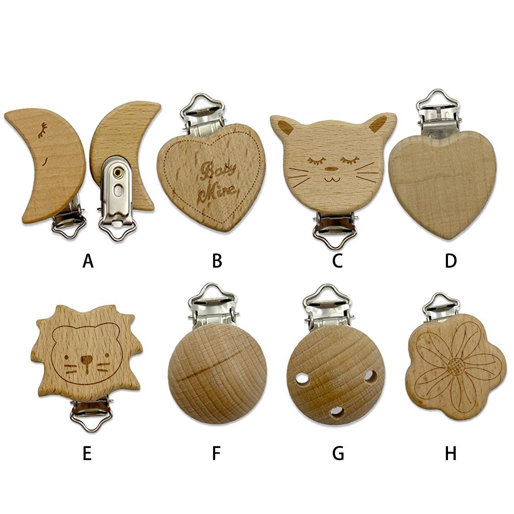 Infant Wood Cartoon Animal Shaped Pacifiers Anti-lost Chain Clip Teething Portable Clips Handicraft for Feeding Care