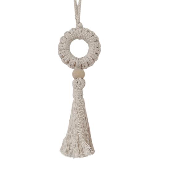 Boho geflochtenes Wandbehang, Geometrischer Wandbehang, Geknüpfter Baumwollseil Wandbehang mit Quasten für Zuhause Schlafzimmer Kinderzimmer Eingangsbereich Wandkunst