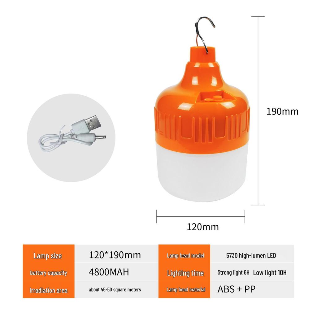 Rechargeable LED Light Bulb: Outdoor Camping, Night Market, Emergency, Super Bright, Rainproof, Power Outage Solution