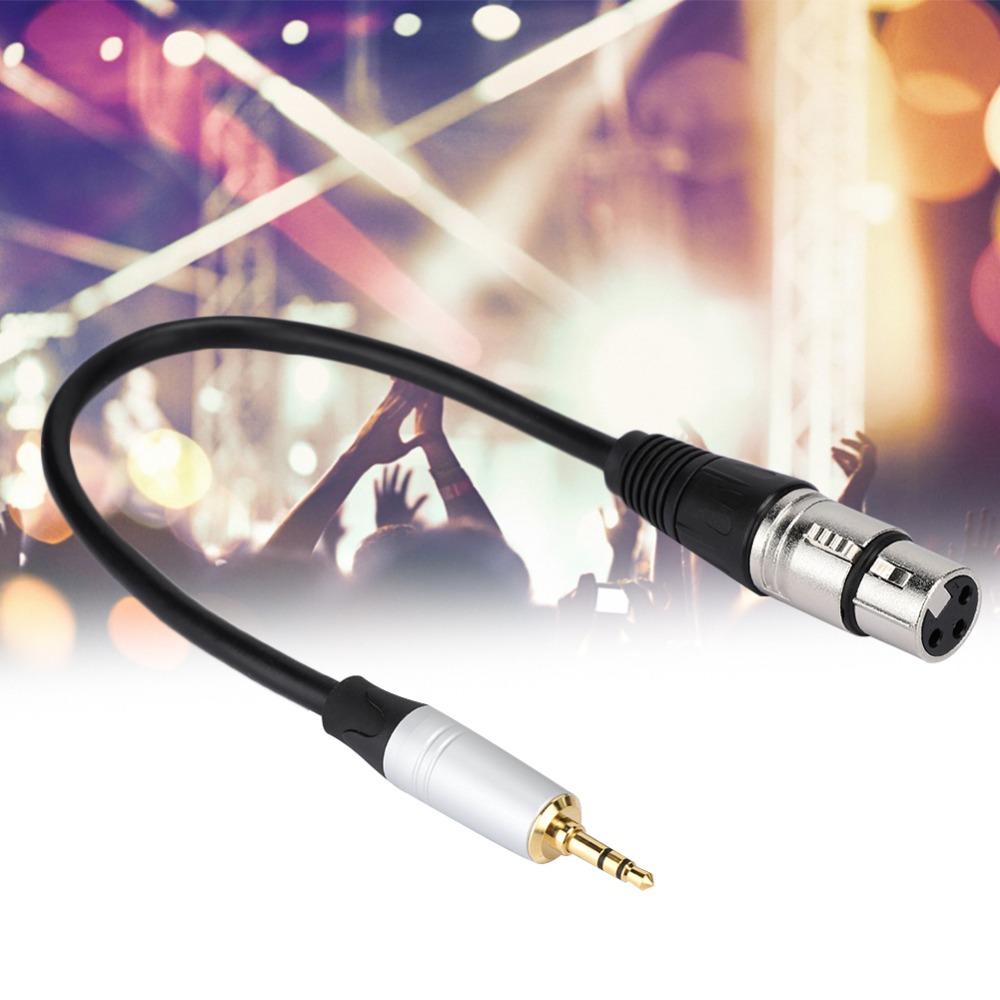 Compact 3.5mm Apapter Stereo 3.5mm Male To XLR Female Plug-and-Play 0.3m Length Audio Converter Mic Cord Computer Recording