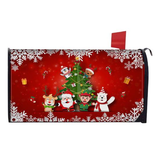 Winter Magnetic Mailbox Cover Standard Size 18 X 21in Merry Christmas Mailbox Wraps Cover Holiday Post Letter Box Cover for Outdoor Garden Yard Decor
