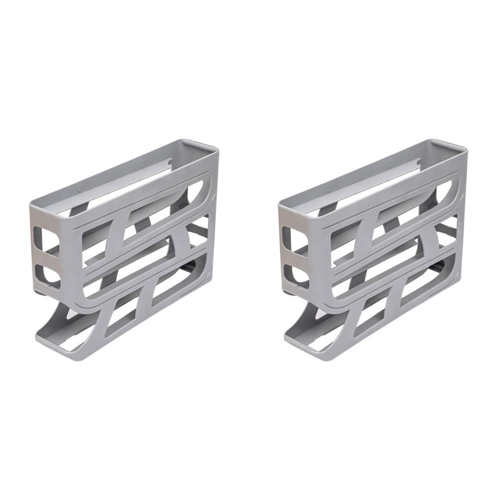 

4 Tiers Eggs Rolling Rack Large Capacity Rack for Refrigerator Storage (Grey)