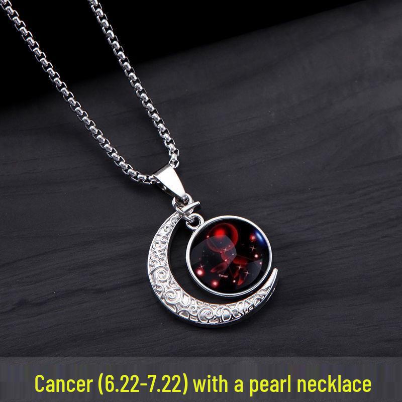 Leuchtende Zwölf Sternzeichen Anhänger Halskette für Männer & Frauen – Trendiger Hip Hop Edelstahl Choker