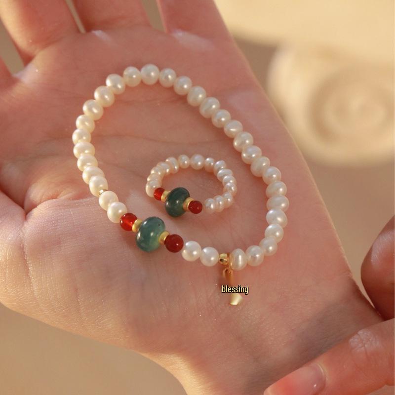 Women s Jade Red Agate Pearl Bracelet with Fortune Pendant - Light Luxury Chinese Style Accessories