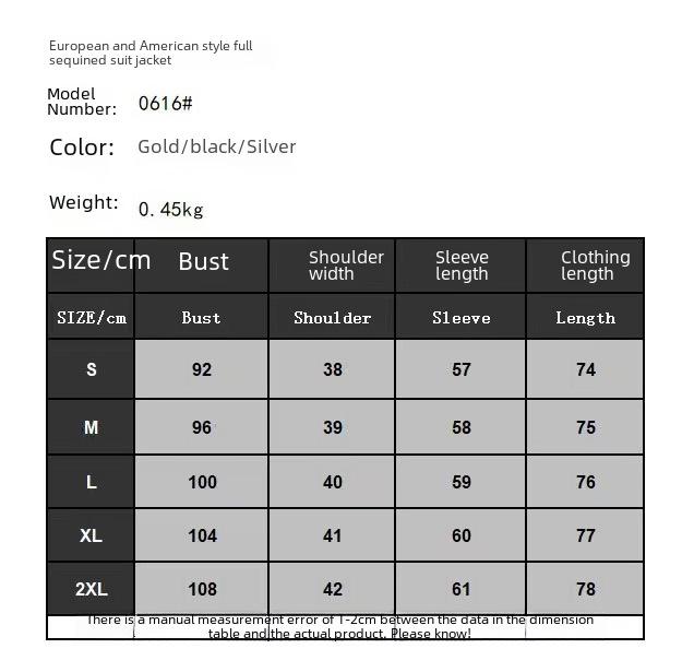 2025 Wiosna Damska Wielokolorowa Cekinowa Kurtka Garniturowa Z Długim Rękawem