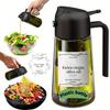 1pc 2-in-1 Olive Oil Dispenser & Sprayer, 16oz/470ml Dark Green Bottle, Durable Plastic with 6 Stickers, Kitchen Cooking Gadget