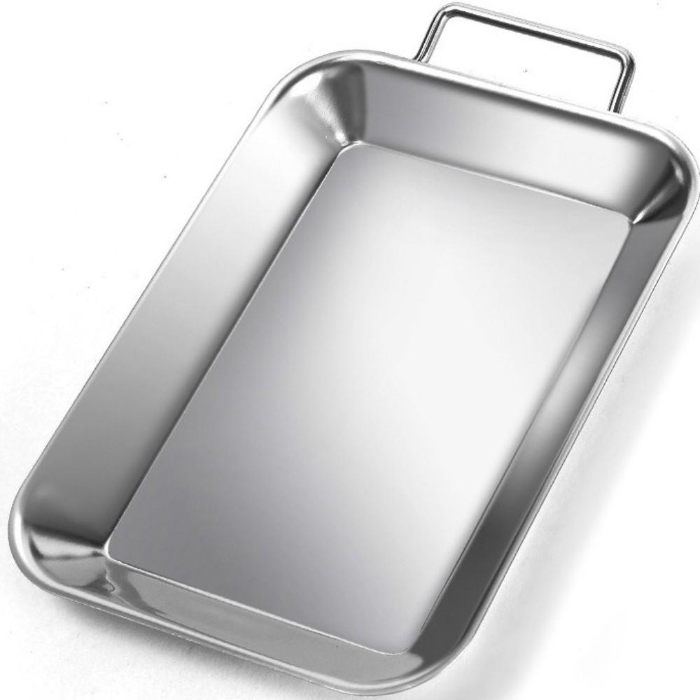 Non-Stick Stainless Steel Roast Meat Dish Heat-Resistant Oven Tray Barbecue Dish Outdoor Grilling