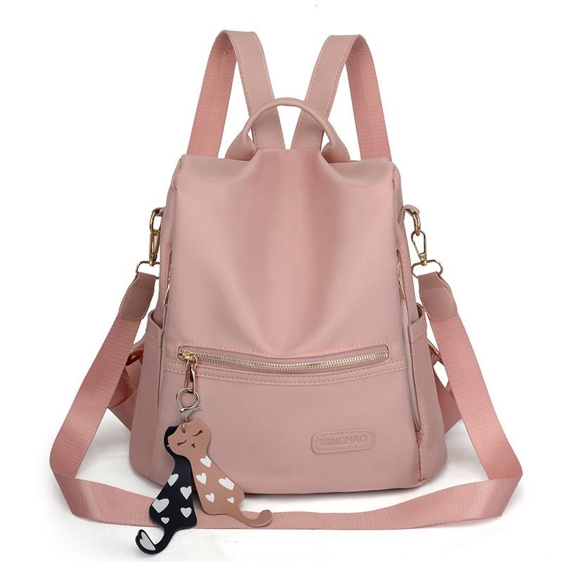 Women's Handbag and Backpack New Female Backpack Simple Classic Style Contrast Color Large Capacity Casual Shoulder Bag with Pendant for Women Ladies