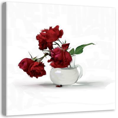 Canvas Print, Red Roses In a Vase