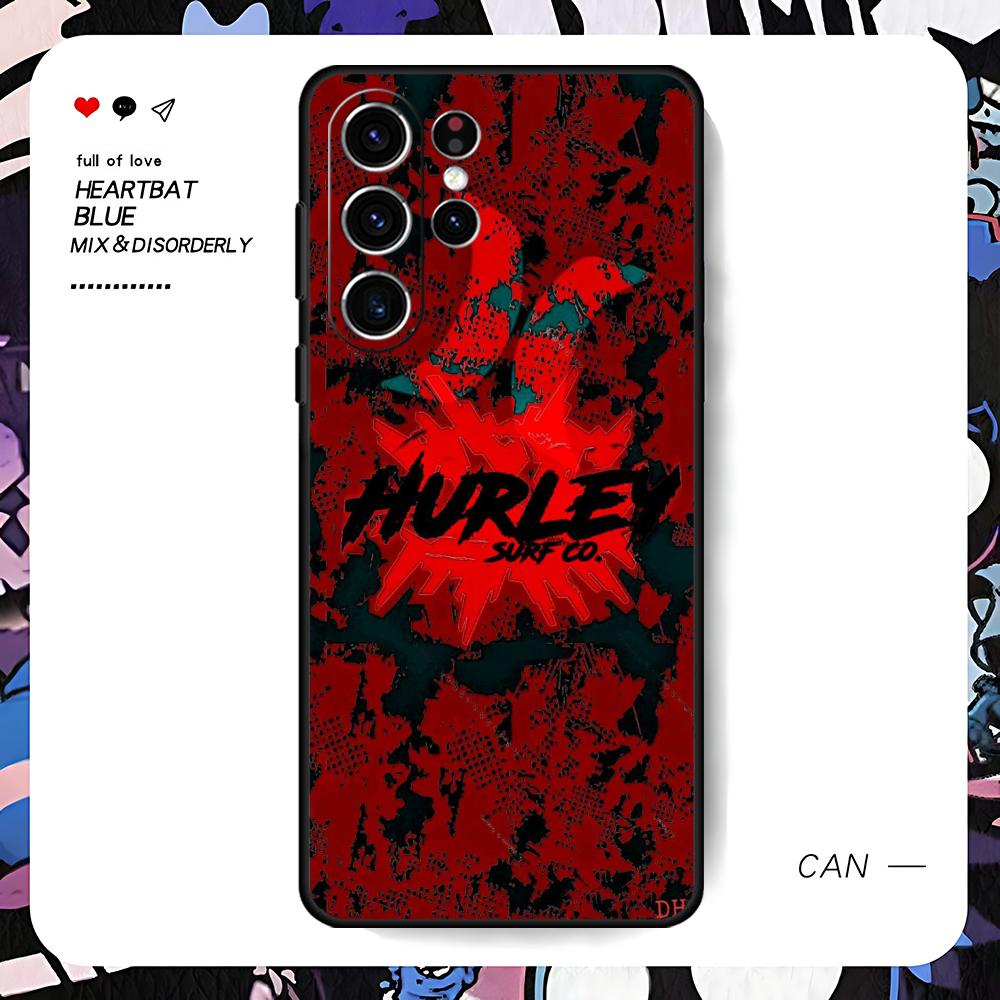 

Hot Brand Hurley Phone Case For Samsung Galaxy S26 S25 S24 S23 S22 S21 S20 Plus Ultra Limited Soft Black Galaxy S21+ 5G
