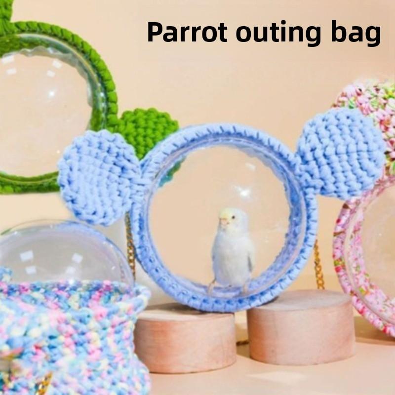 

Transparent Small Pet Outward Crossbody Strap Bag Hamster Bird Walking Warm Portable Bag Pet Travel Nests Products Accessories синий