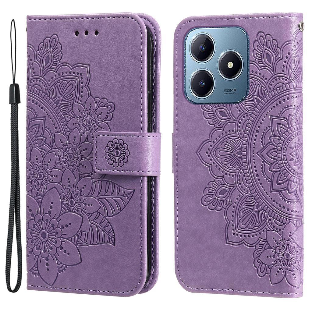 Para Realme Note 60x 4G/C63 4G/C61 4G/Note 60 Capa Padrão Floral Carteira de Couro PU com Suporte Capa de Telefone