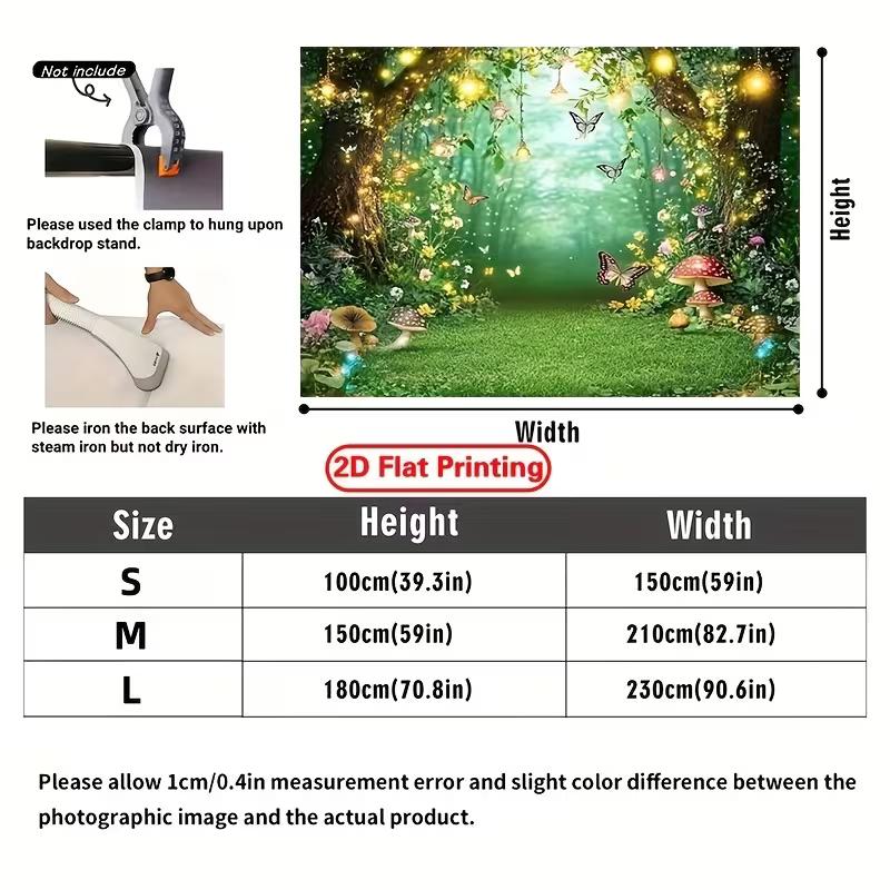 2D Magical Forest Tapestry Enchanted Mushroom Butterfly Room Wall Decor