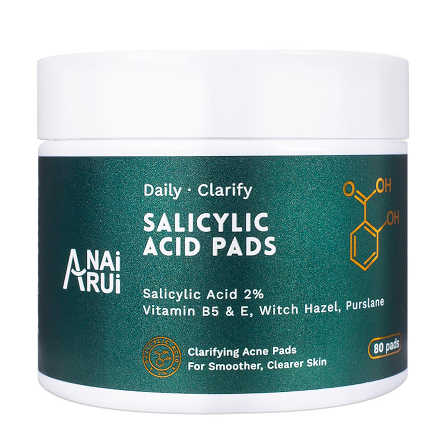 ANAiRUi 2% Salicylic Acid Gentle Exfoliating Pads 80pcs, Daily Facial Cleansing Skin Care Pads