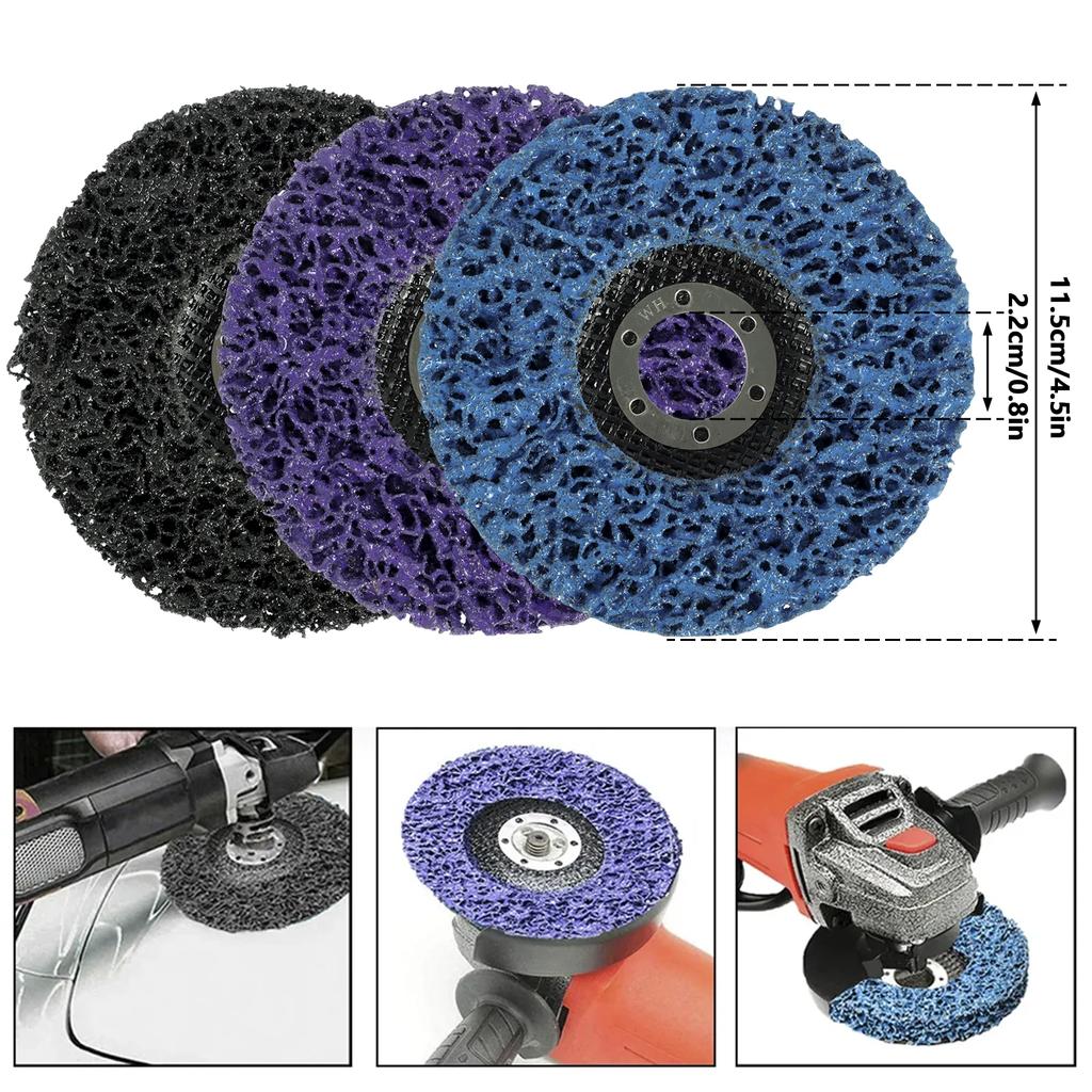 3Pcs4.5inch Paint Removal Disc Quick Stripping Discs Multipurpose Rust Remover Wheel Wear-Resistant Paint Stripper Angle Grinder