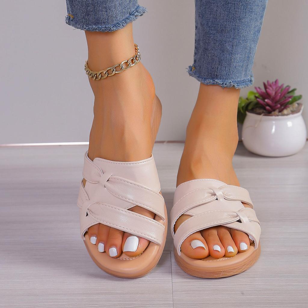 Fritid kvinners tøfler flatbunnede sandaler Fasjonable ensfargede sandaler
