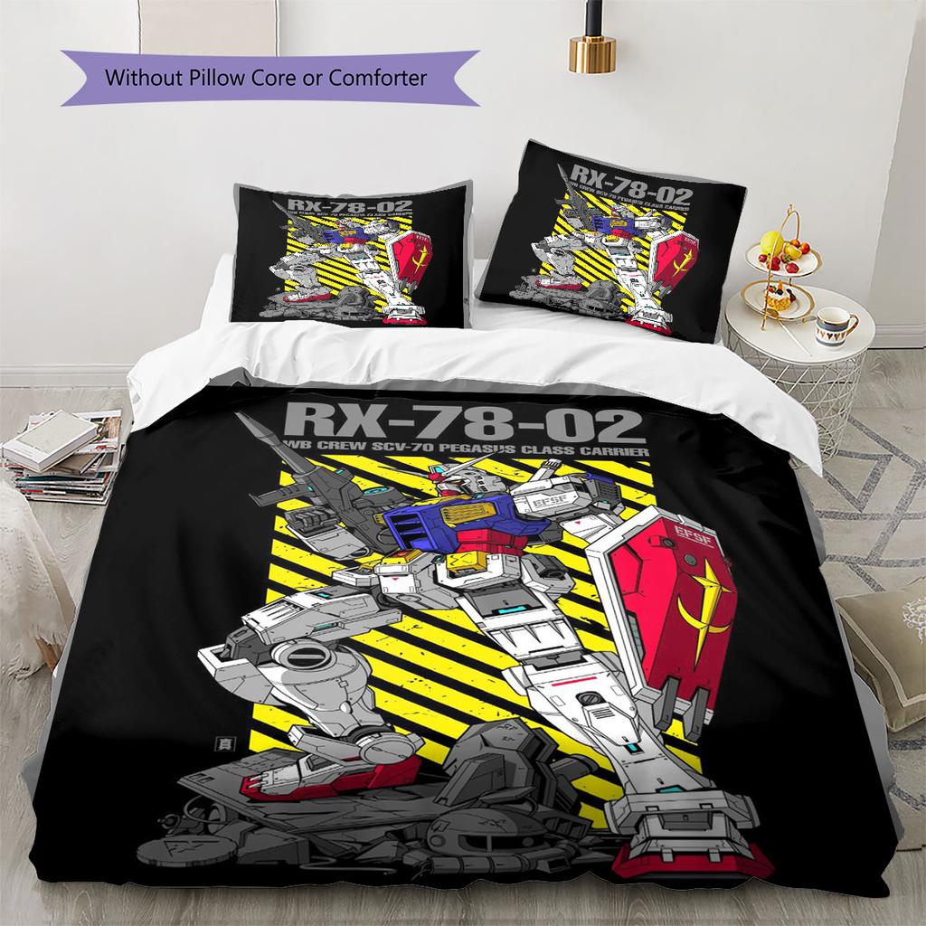 Cool Gundam Pattern Bedding Set 3Pcs Printed Duvet Cover Set Boys Bedroom Bed Set No Sheet No Comforter Core