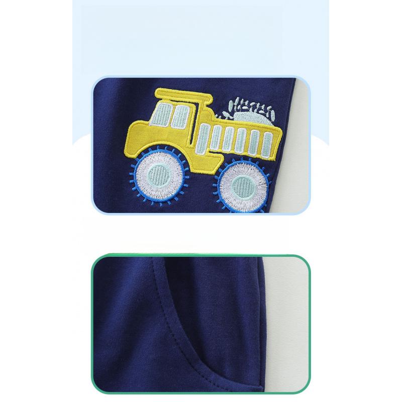 Boys' Suit With Car Print Children'S Short-Sleeve Suit Knitted Cotton Shorts Set For Kids