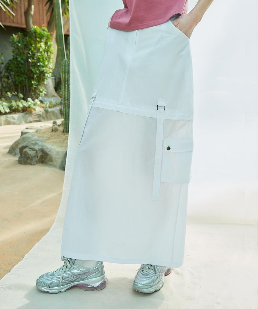 LARTIGENT L9 2-Way Nylon Long Skirt(White)