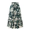 Printed Long Dress A Word Summer High-Grade Pleated Skirt Elastic Waist Women Clothes Print Long Dress Skirt