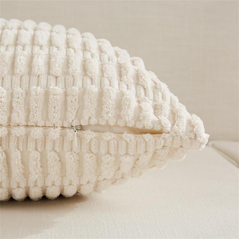 Practical Long Backrest Pillow Cover 53.9 X 20.1 In Ribbed Fabric Reversible Pillowcase for Sofa Bed Rest Area