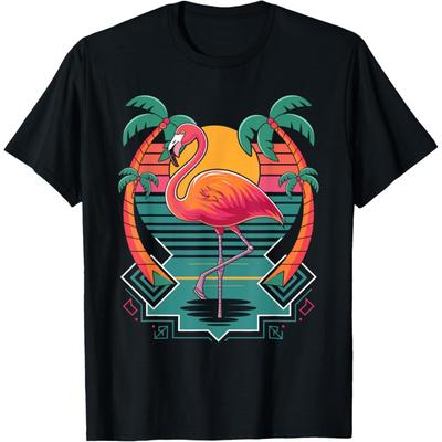 Flamingo Beach Summer Vibes Palm Tree Tropical Summer T-Shirt