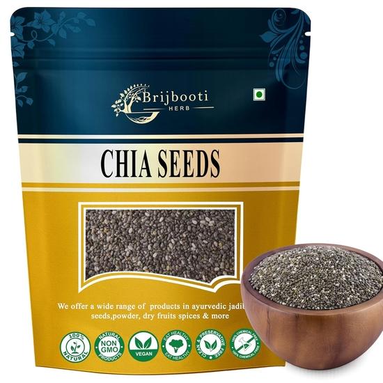 Brijbooti Органические Премиальные Семена Чиа для Похудения - 400 г | Омега-3 и Клетчатка для Похудения 400GM