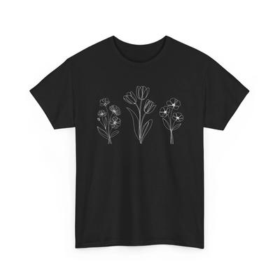 Pressed Flower Art Shirt Botanical Graphic Tee Nature Inspired Floral Gift
