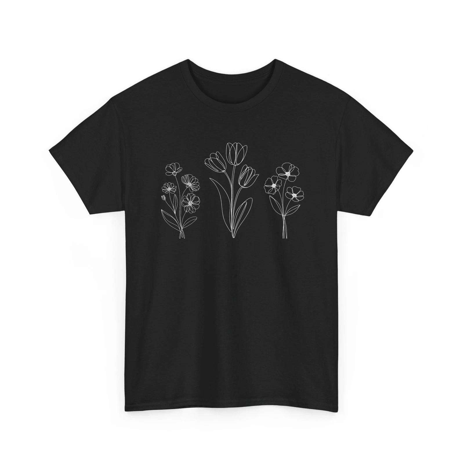 Pressed Flower Art Shirt Botanical Graphic Tee Nature Inspired Floral Gift L