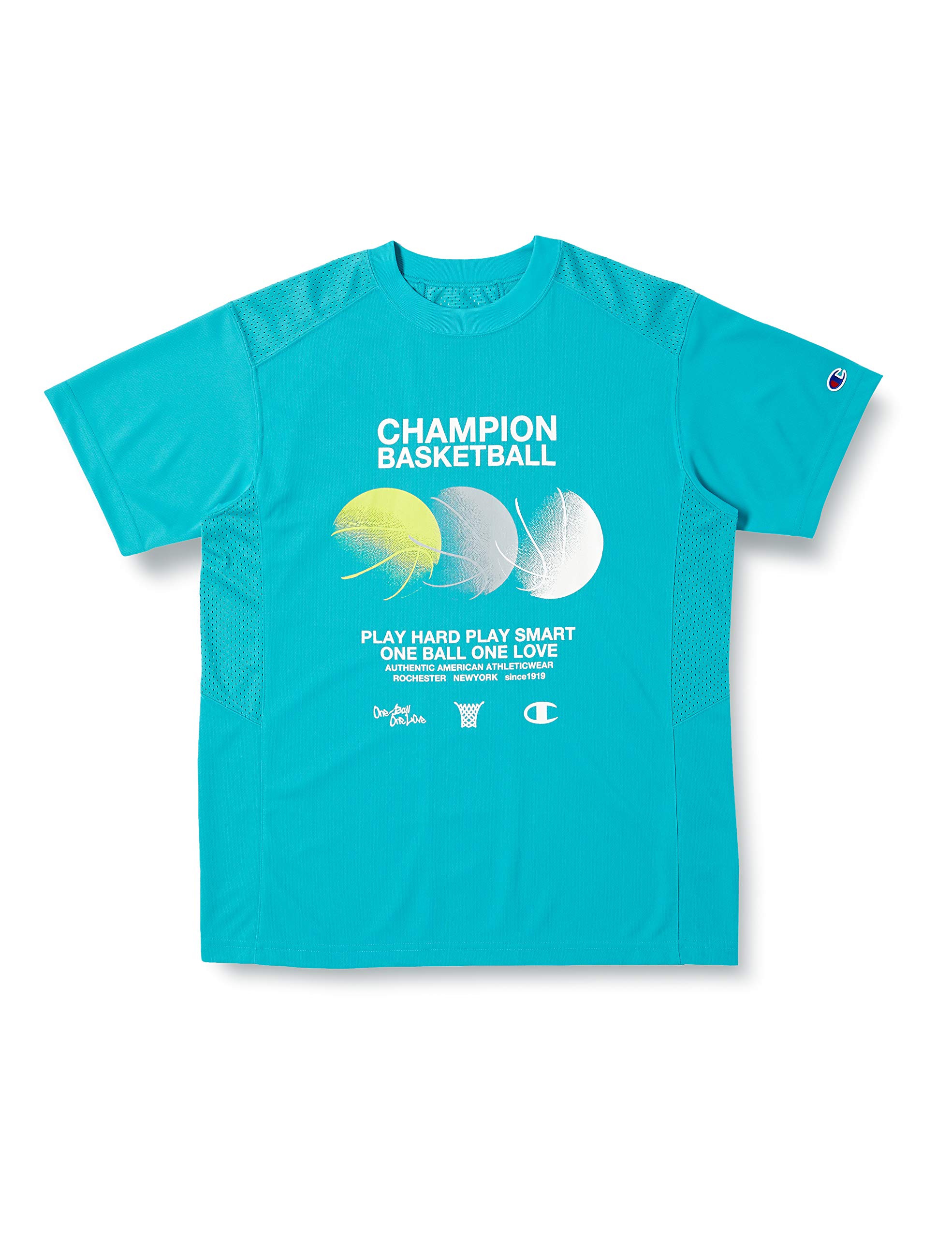 

Champion Ventilated Basketball Practice Aqua XL Men s Antibacterial, Odor-Resistant, Quick-Drying, One-Point Logo, E-Motion T-Shirt, C3-TB316, Blue,