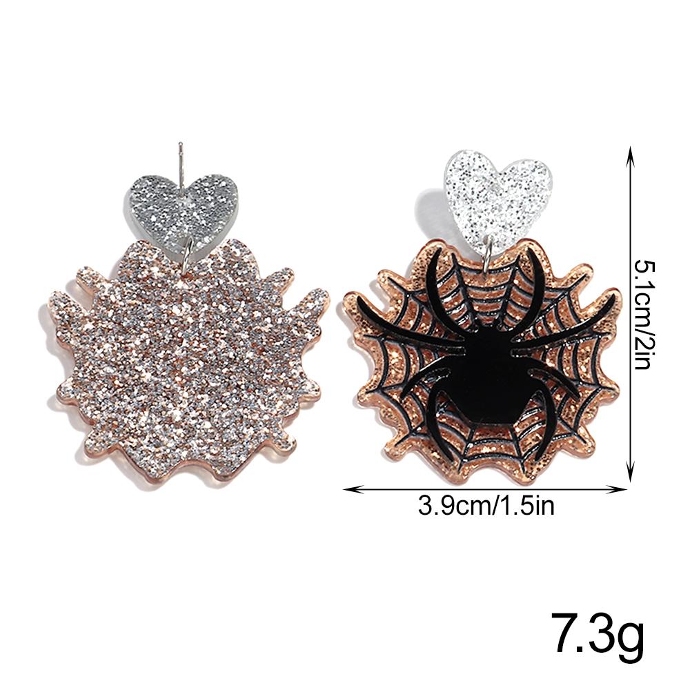Gotische Spinnennetz Acryl Halloween Ohrringe für Damen 2025 Horror Bunter Anhänger Ohrring Kreativer Party Schmuck Geschenke
