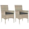 Garden Chairs with Cushions 2 Pcs Light Grey Poly Rattan