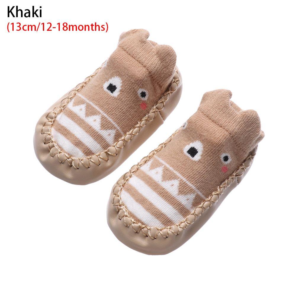 

М які дитячі шкарпетки Комфортні дитячі пінетки Взуття для немовлят Взуття проти ковзання Бавовняні шкарпетки для підлоги 12-18 months (13cm) хакі