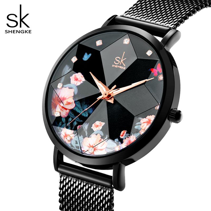 Shengke Fashion Diamond Women Watches s Woman's Quartz Wristwatches Top Luxury Ladies Clock SK Original Mujer Montre