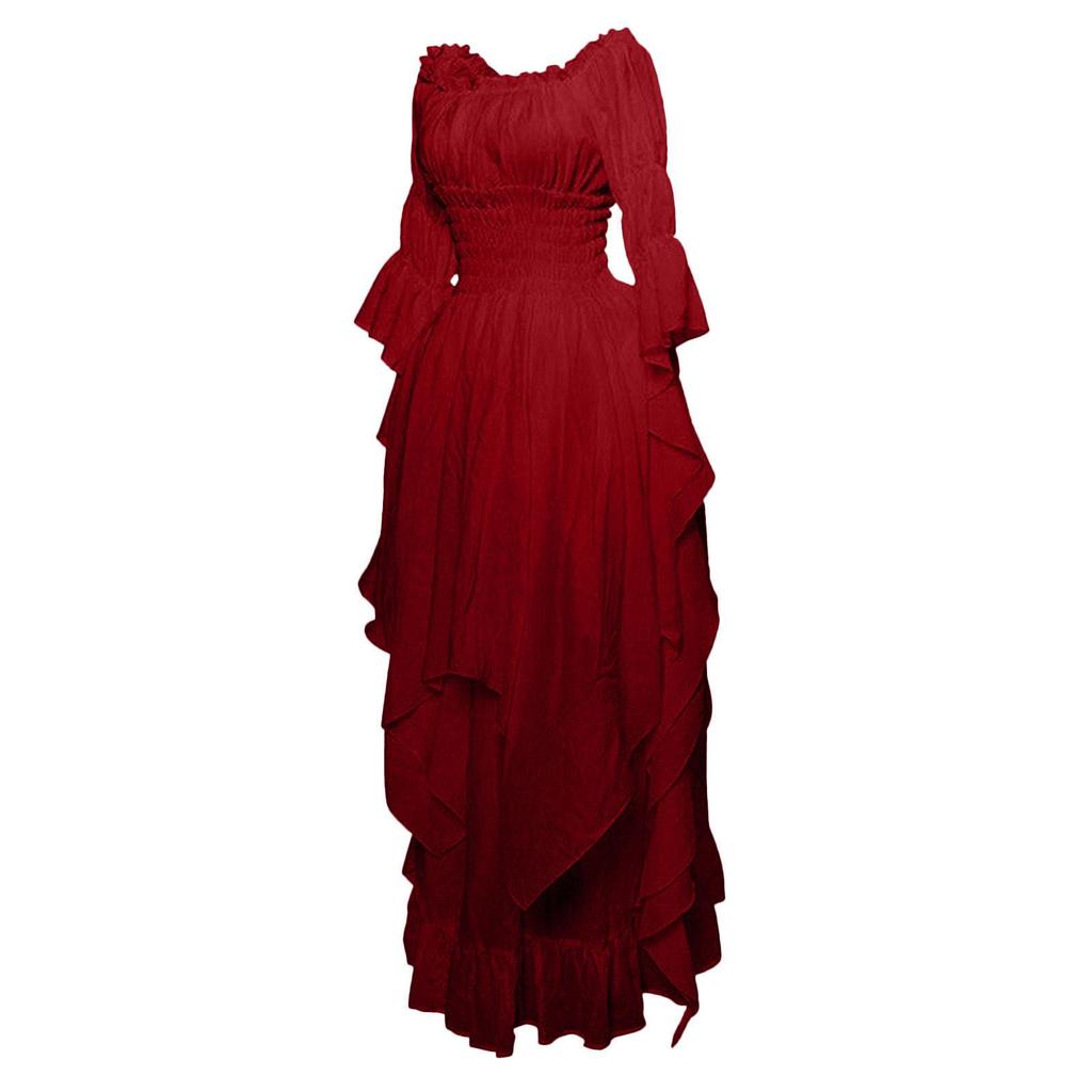 Retro Gothic Lace Flare Sleeve Cosplay Ball Gown Dress