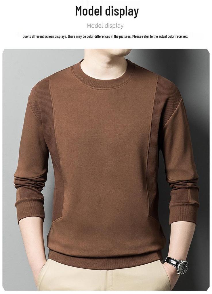 Men's Patchwork Cotton Hoodie - Spring/Autumn Long Sleeve Round Neck Trendy Fashion Top