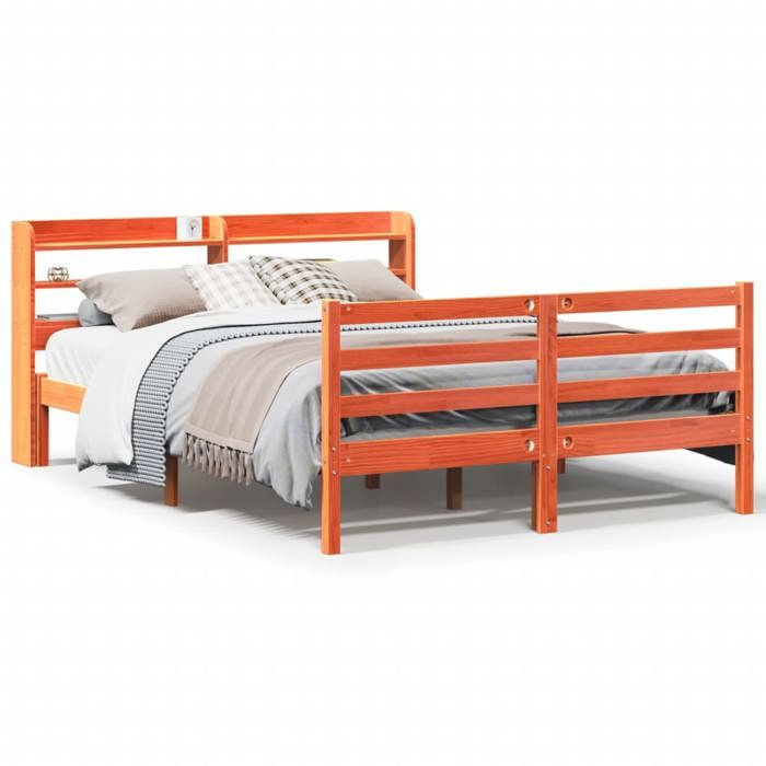VidaXL Cadre de lit sans matelas cire marron 120x190cm bois pin massif 3306657