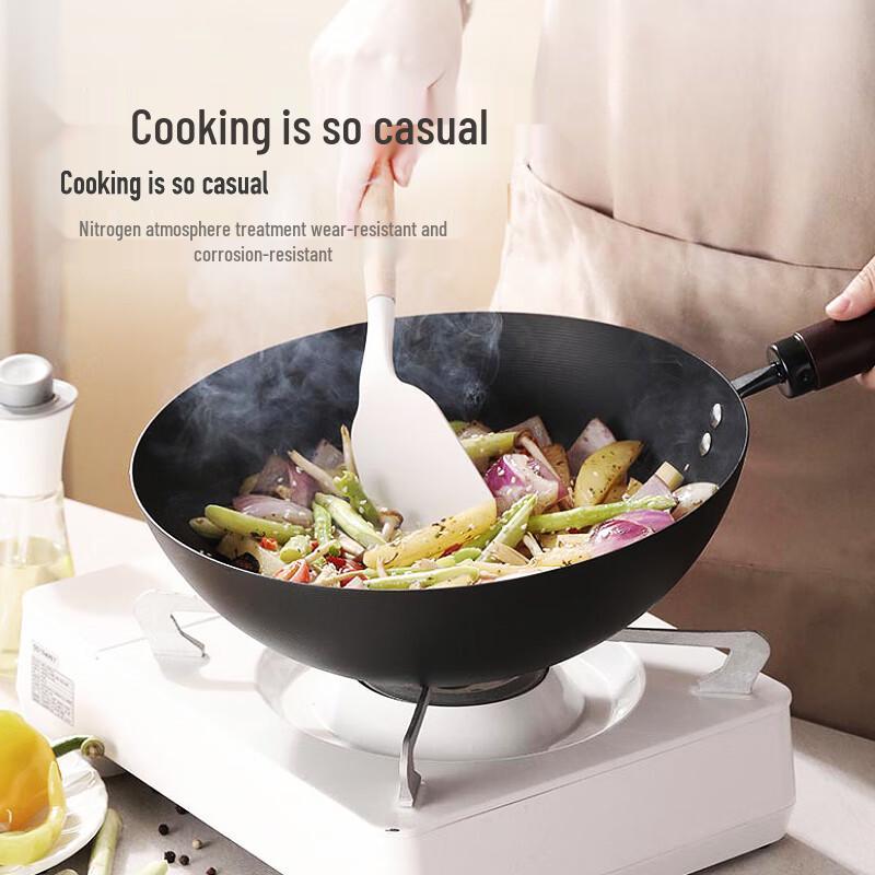 DESLON 30cm Nitrided Refined Iron Wok
