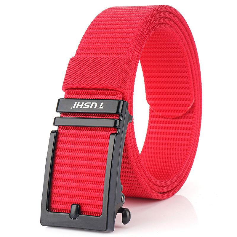 

Non-porous toothless alloy automatic buckle youth canvas belt men s nylon casual versatile Korean version trend belt 125cm