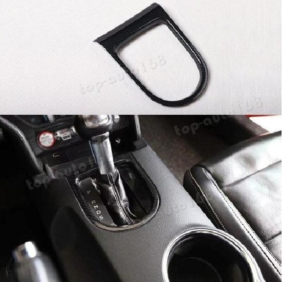 Carbon Fiber Look Gear Shift Panel Frame Cover Trim For Ford Mustang 2015-
