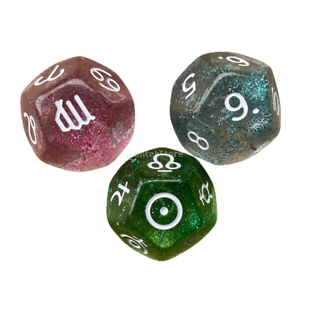 3x 12 Sided Dice Entertainment Toys Astrology Dice for KTV Role Playing Game Table Party Dice Multifaceted Party Game