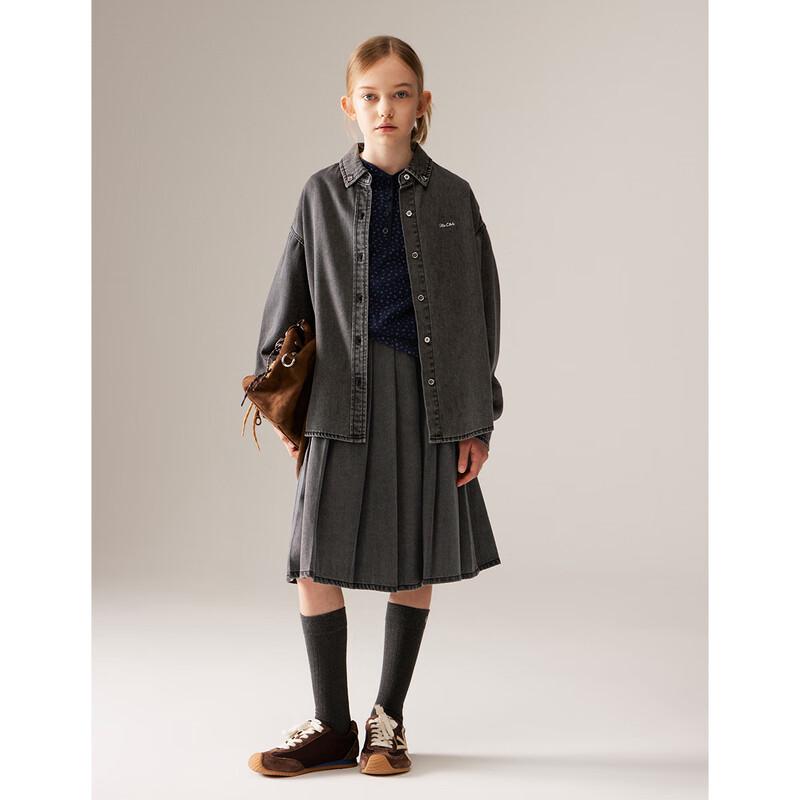 ELLE KIDS Mädchen Langarmshirt aus gewaschenem Denim