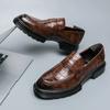 Black Loafers for Men Brown Stone Pattern Men's Formal Shoes Business Handmade Pu Leather Size 38-46